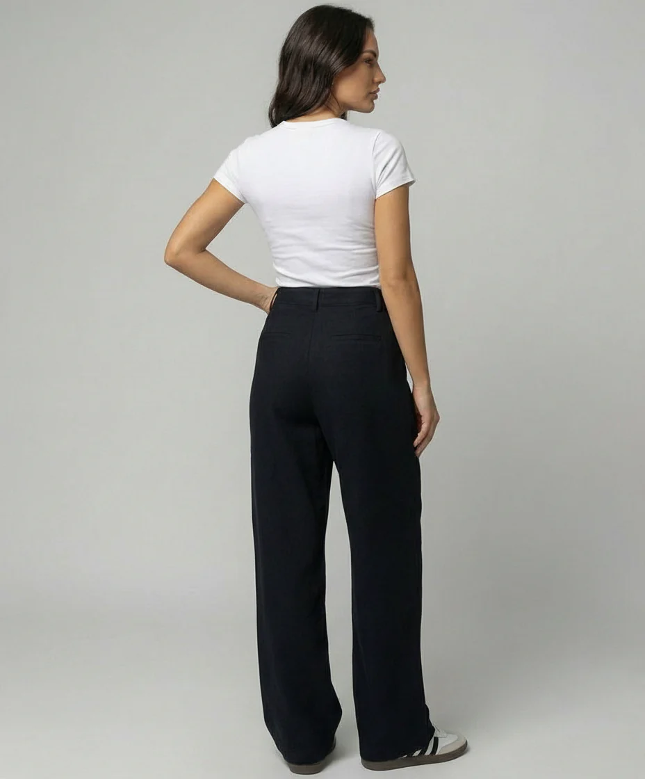 Schwarze High-Waist Straight Jeans Damen Übergröße Locker Bequem - Image 4