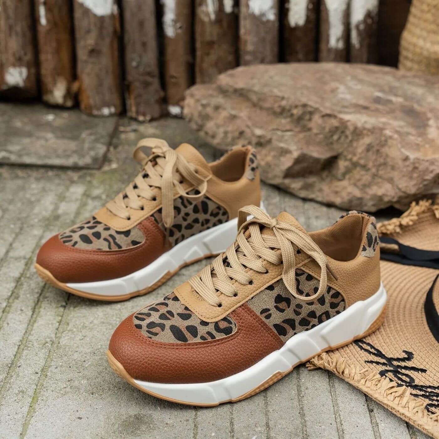 Damen Sneakers Leopard Druck Bequeme Passform Heidi Mode - Image 2