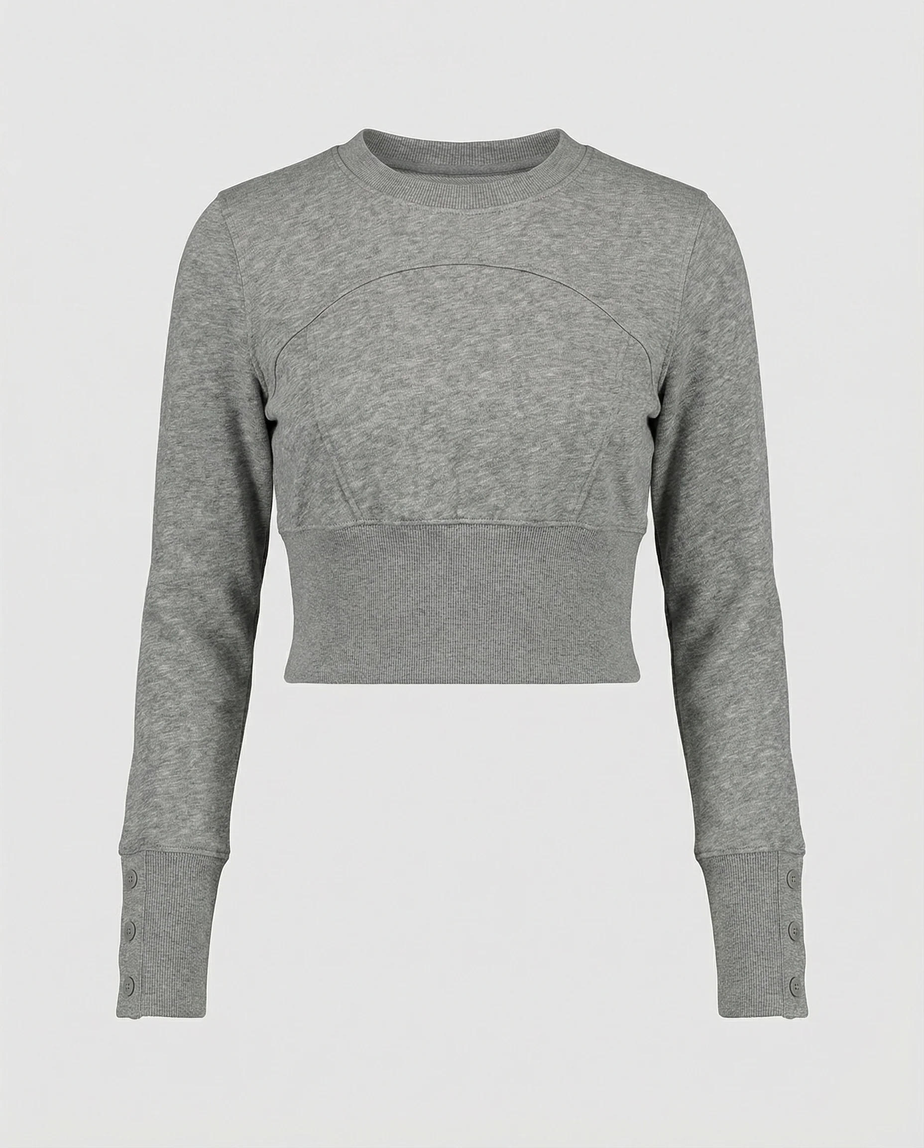 Stylisches figurbetontes Damen Langarmshirt mit Rundhalsausschnitt in modernem Grau - Image 4