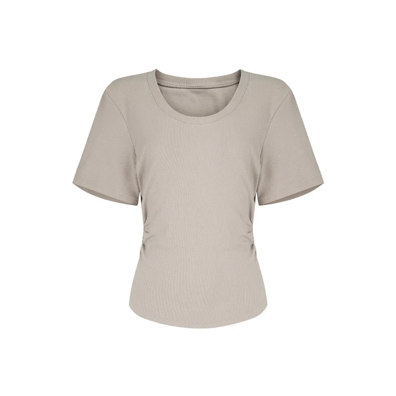 Tailliertes Damen Sommer T-Shirt Kurzarm U-Ausschnitt Baumwolle - Image 11
