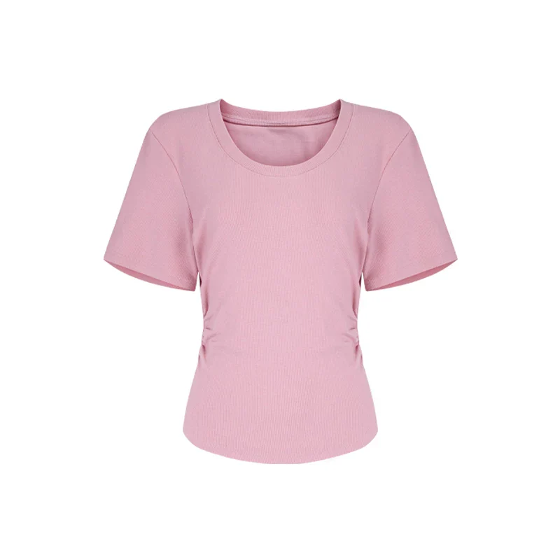 Tailliertes Damen Sommer T-Shirt Kurzarm U-Ausschnitt Baumwolle - Image 14
