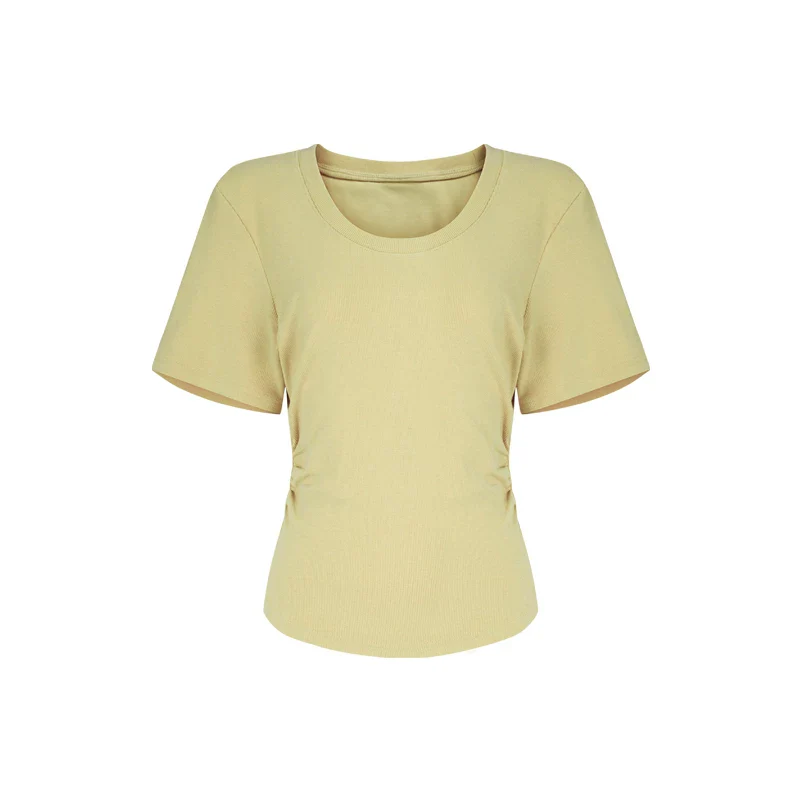 Tailliertes Damen Sommer T-Shirt Kurzarm U-Ausschnitt Baumwolle - Image 17