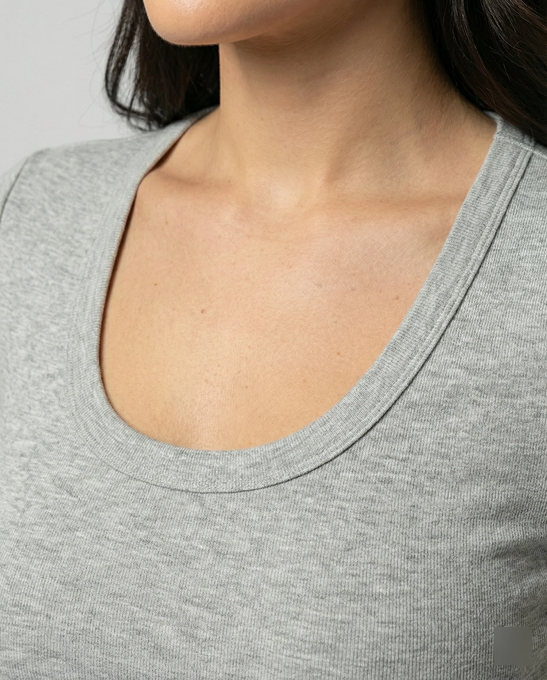 Tailliertes Damen Sommer T-Shirt Kurzarm U-Ausschnitt Baumwolle - Image 2