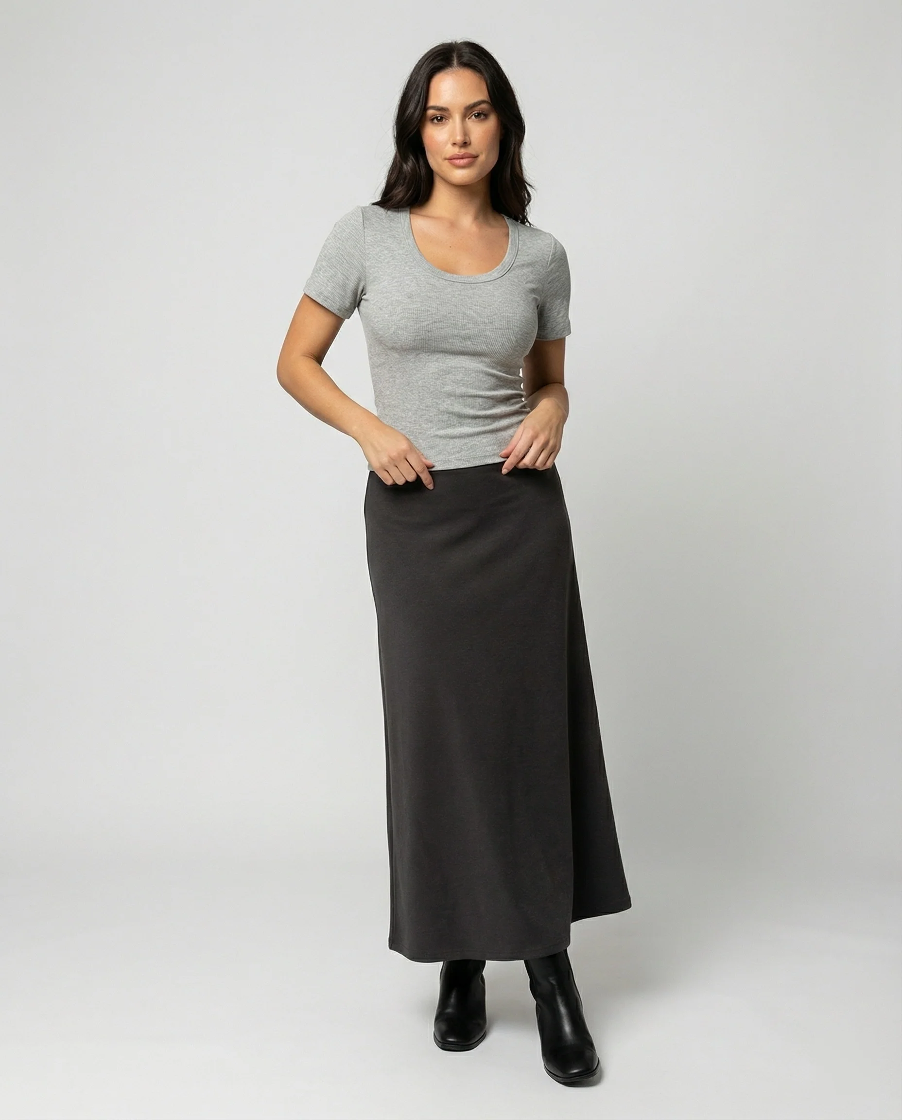 Tailliertes Damen Sommer T-Shirt Kurzarm U-Ausschnitt Baumwolle - Image 3