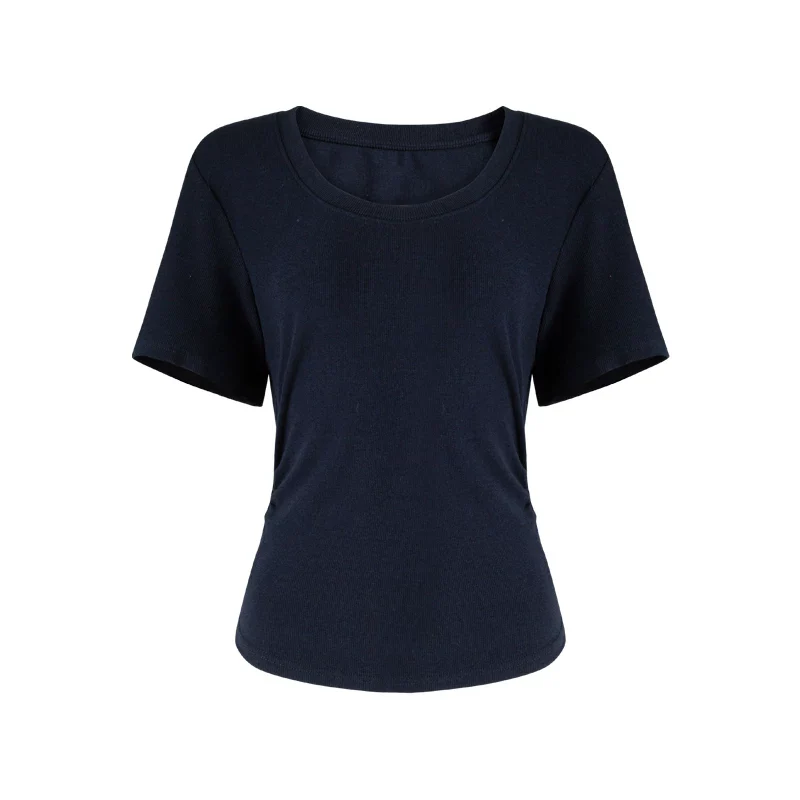 Tailliertes Damen Sommer T-Shirt Kurzarm U-Ausschnitt Baumwolle - Image 7