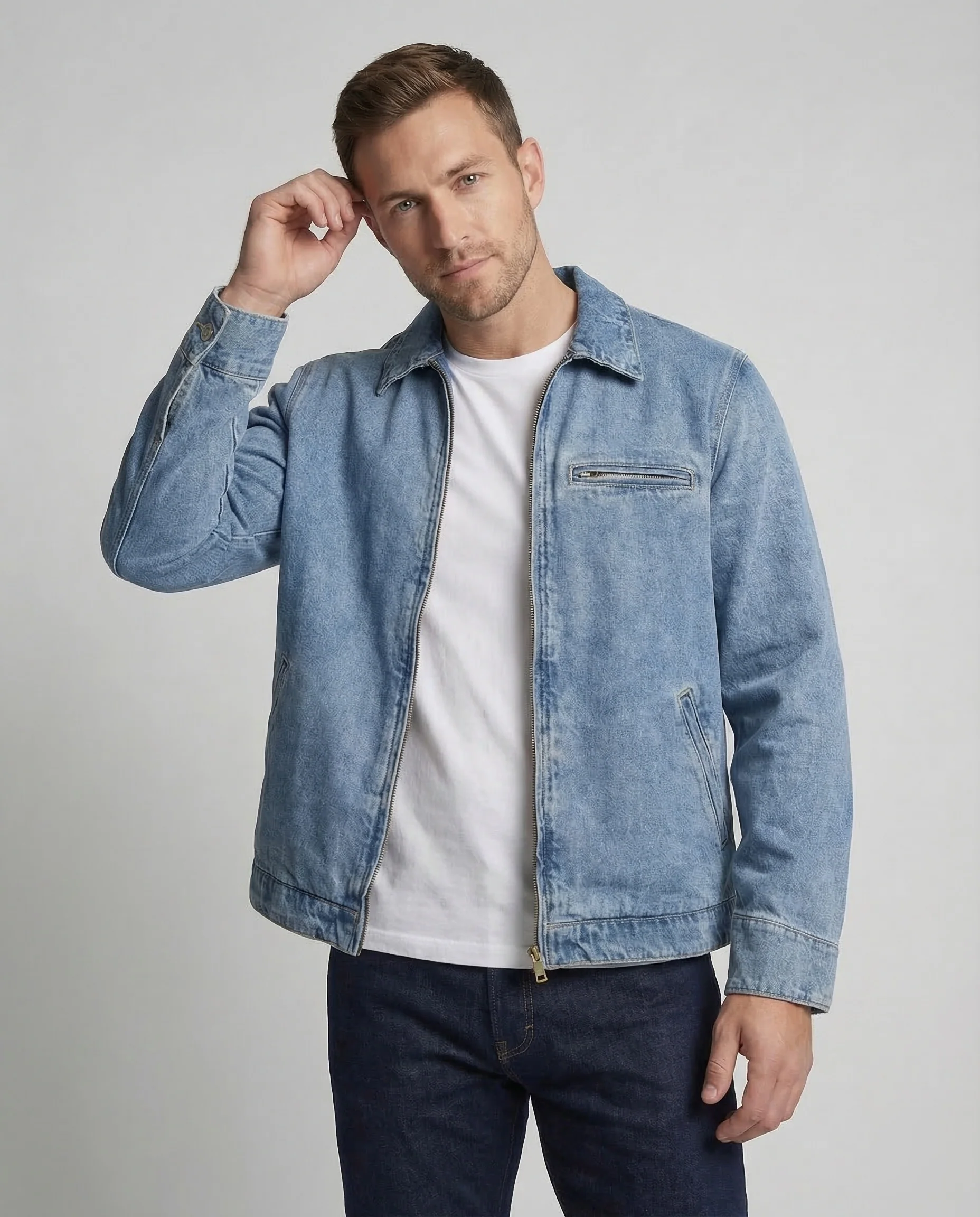 Unisex Jeansjacke Weit Reißverschluss - Image 2