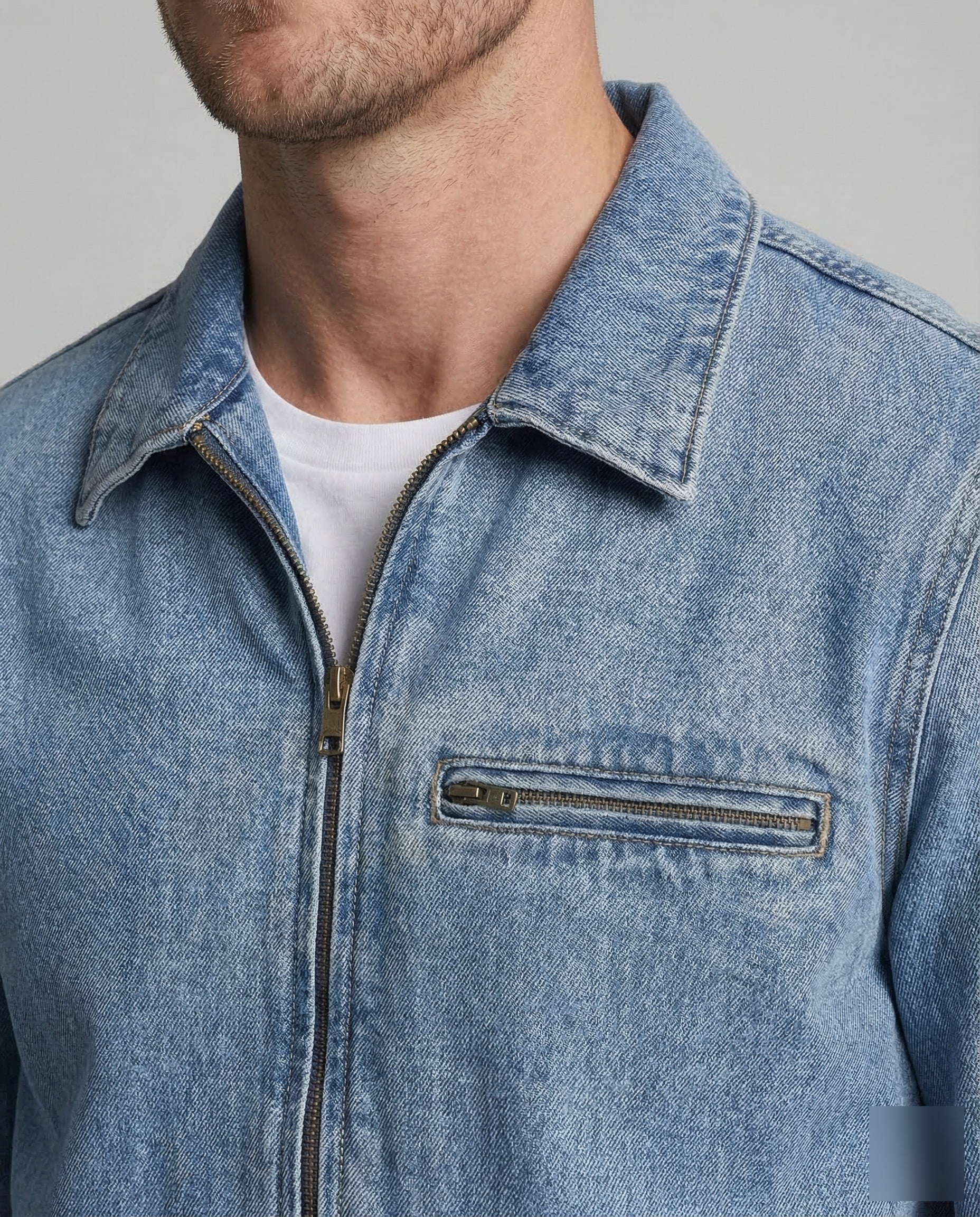 Unisex Jeansjacke Weit Reißverschluss - Image 3