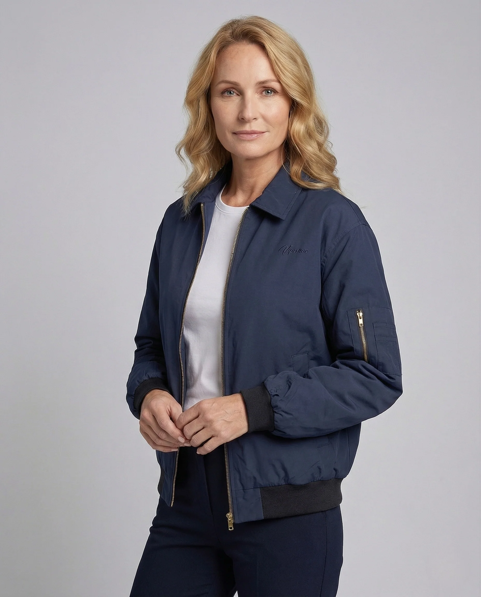 Unisex Bomberjacke leicht mit Ärmeltasche und Rippbund - Image 2