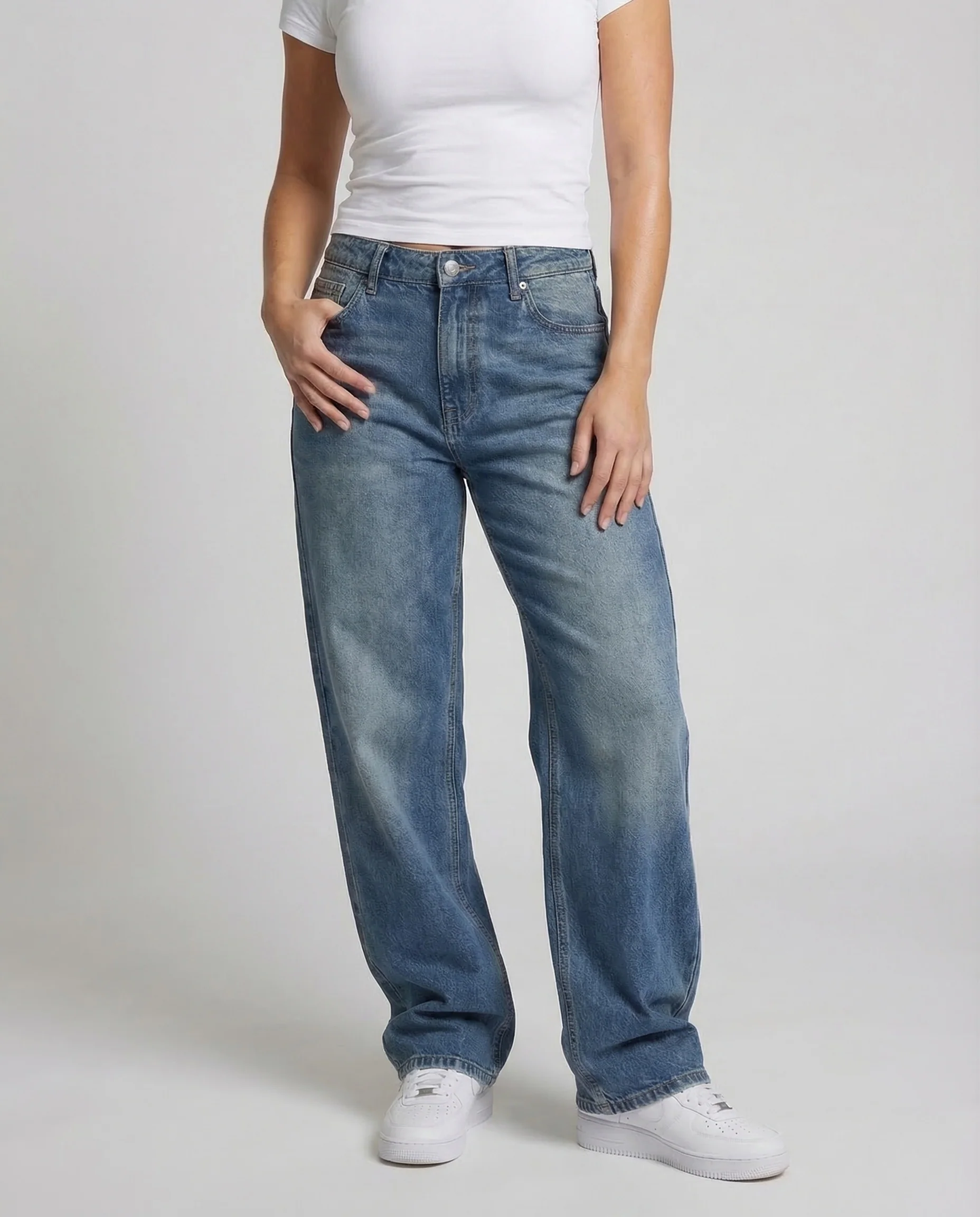 Unisex Baggy Denim Hose Locker Mittelnaht - Image 2