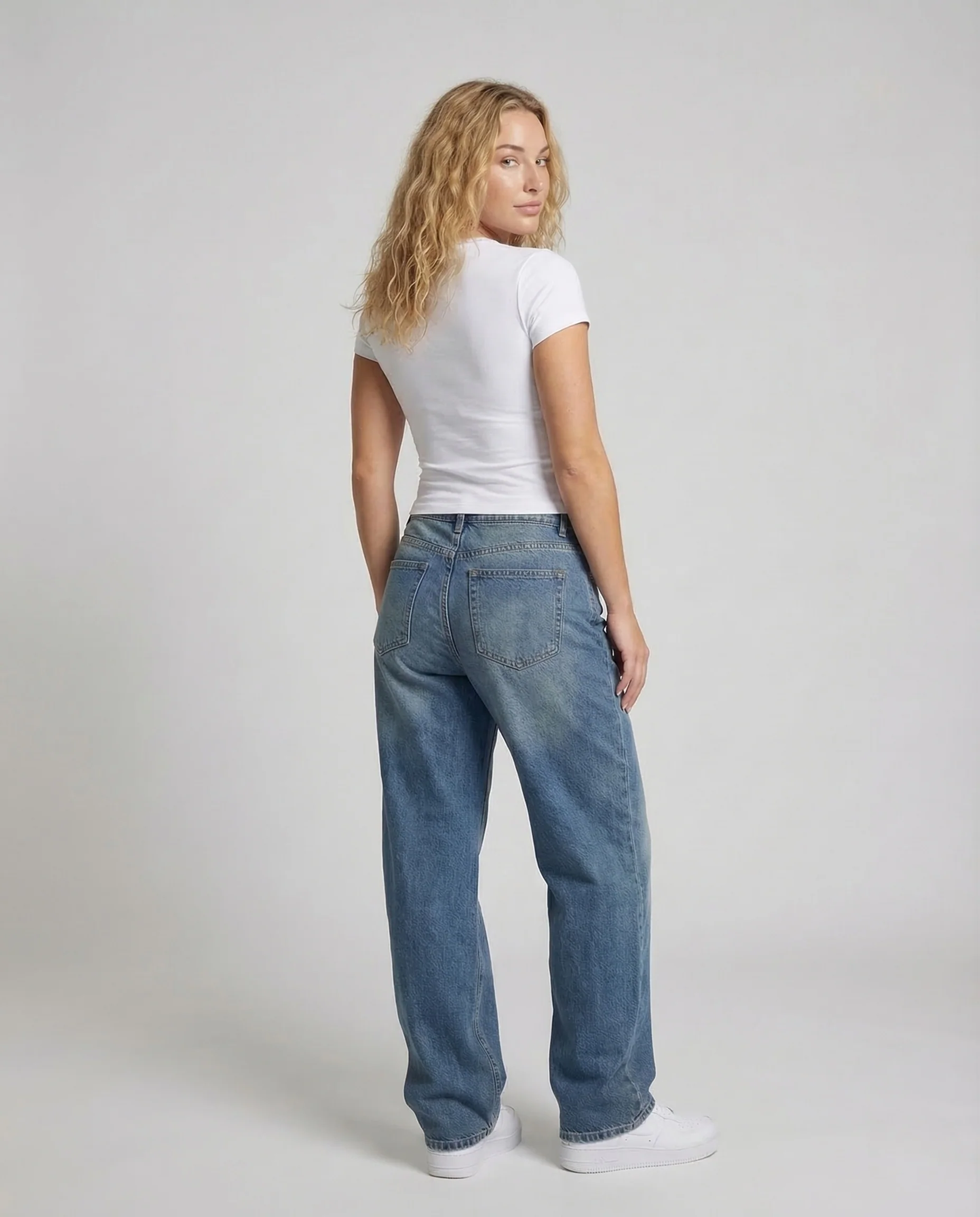 Unisex Baggy Denim Hose Locker Mittelnaht - Image 4