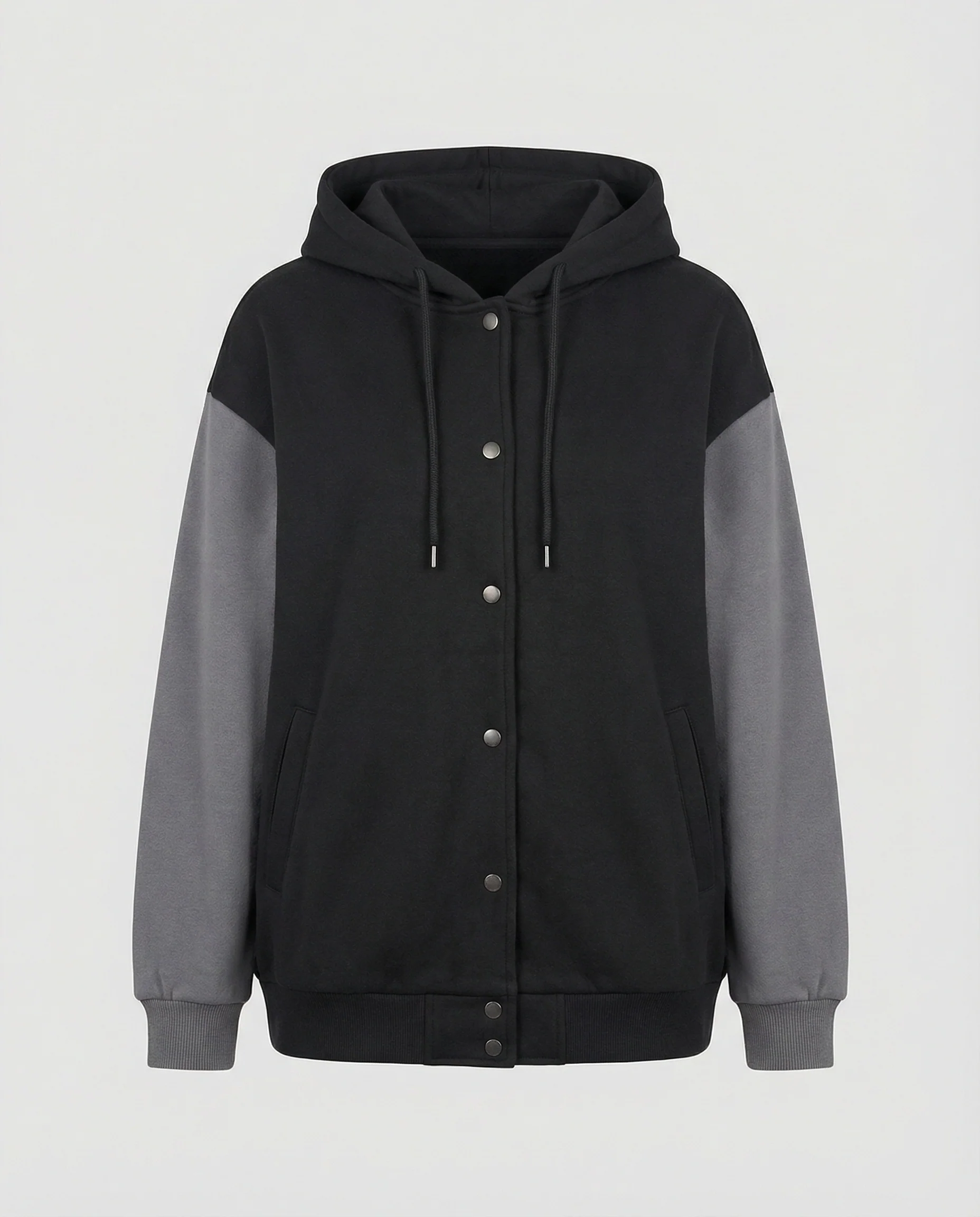 Oversize-Kapuzenjacke mit Druckknopfleiste, voluminösen Raglanärmeln und verdeckten Eingrifftaschen Heidi-Mode - Image 3