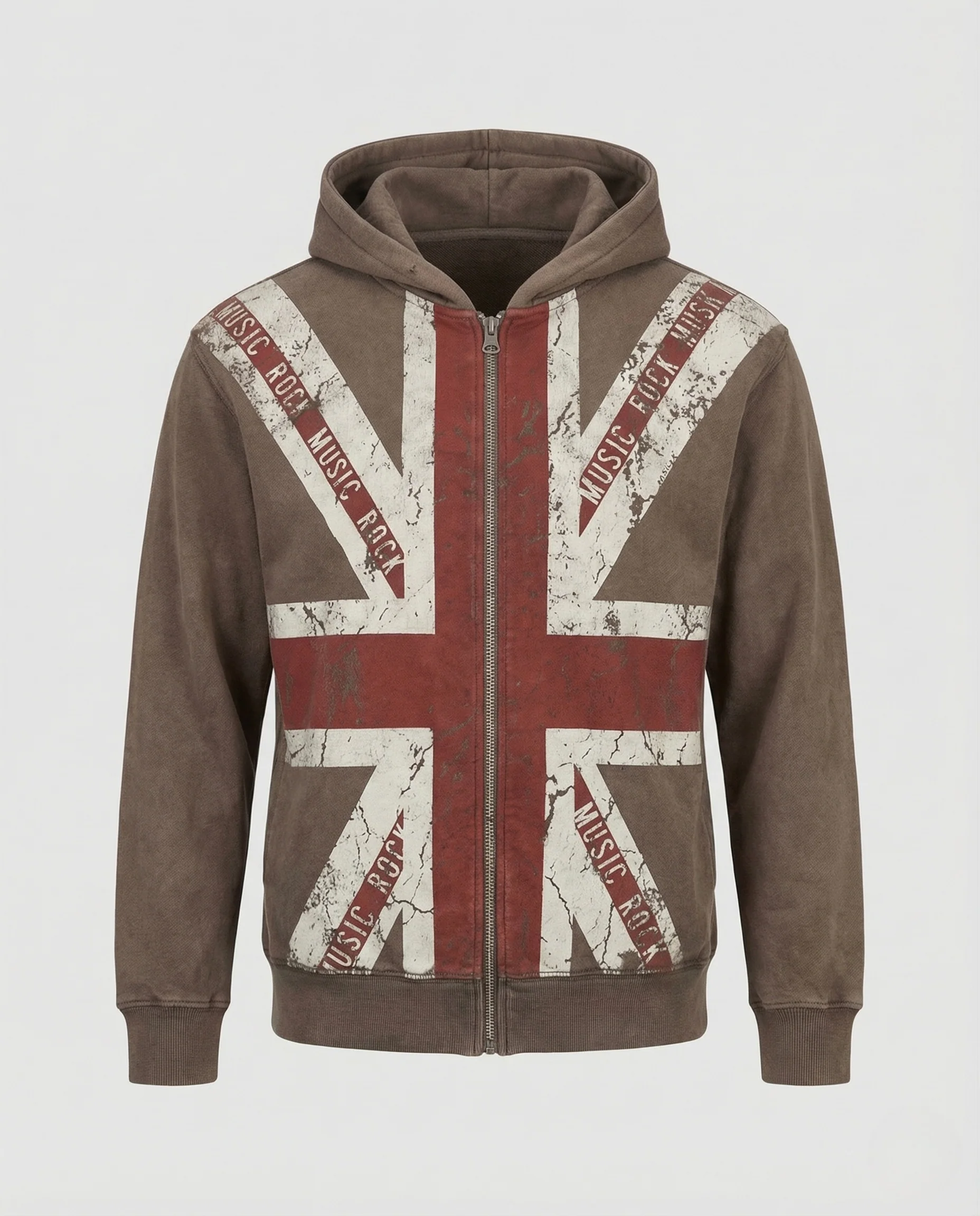 Unisex Vintage Hoodie Zipjacke mit Flaggenprint - Image 5