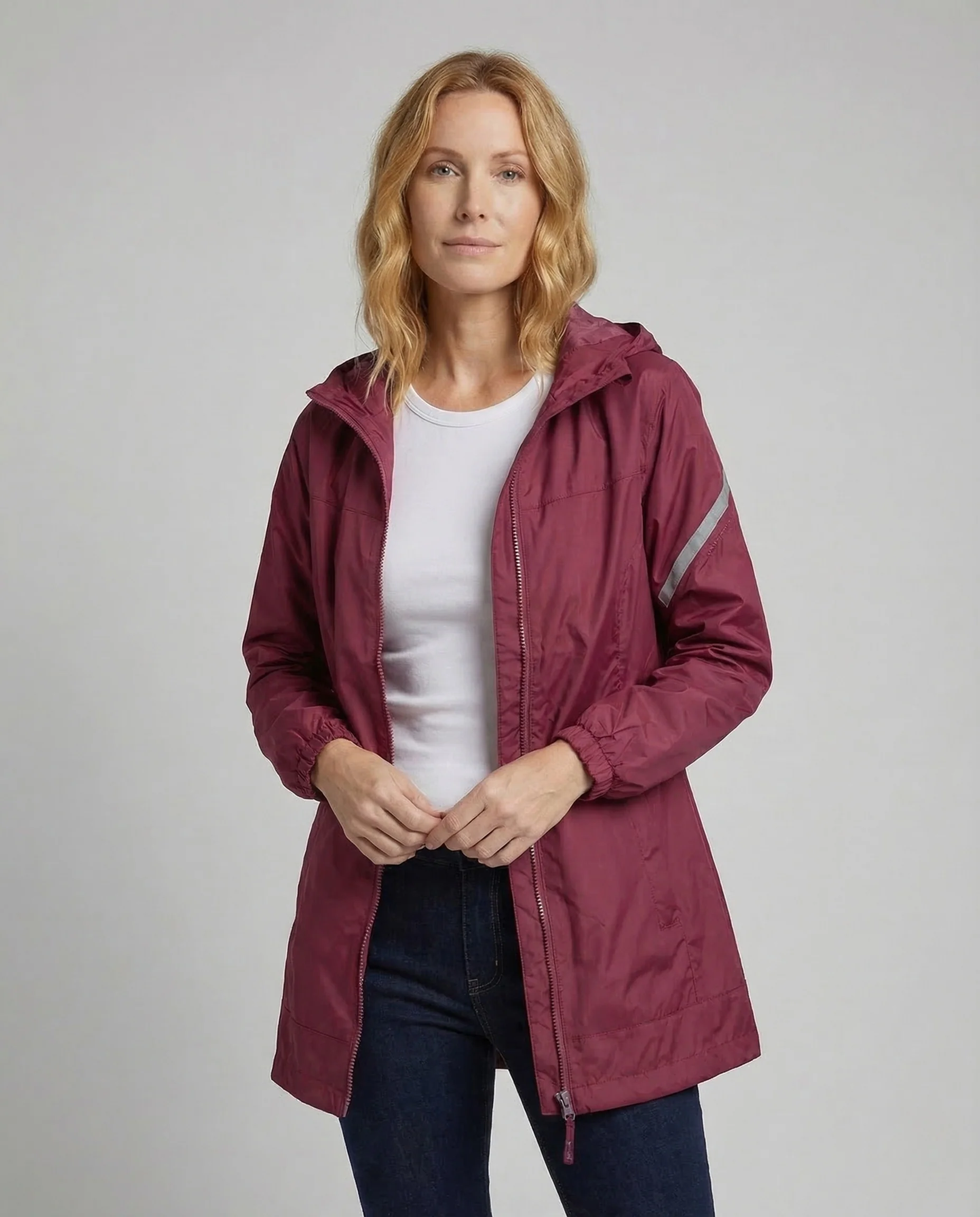 Unisex Regenjacke Wasserdicht Kapuze Reflektoren - Image 2