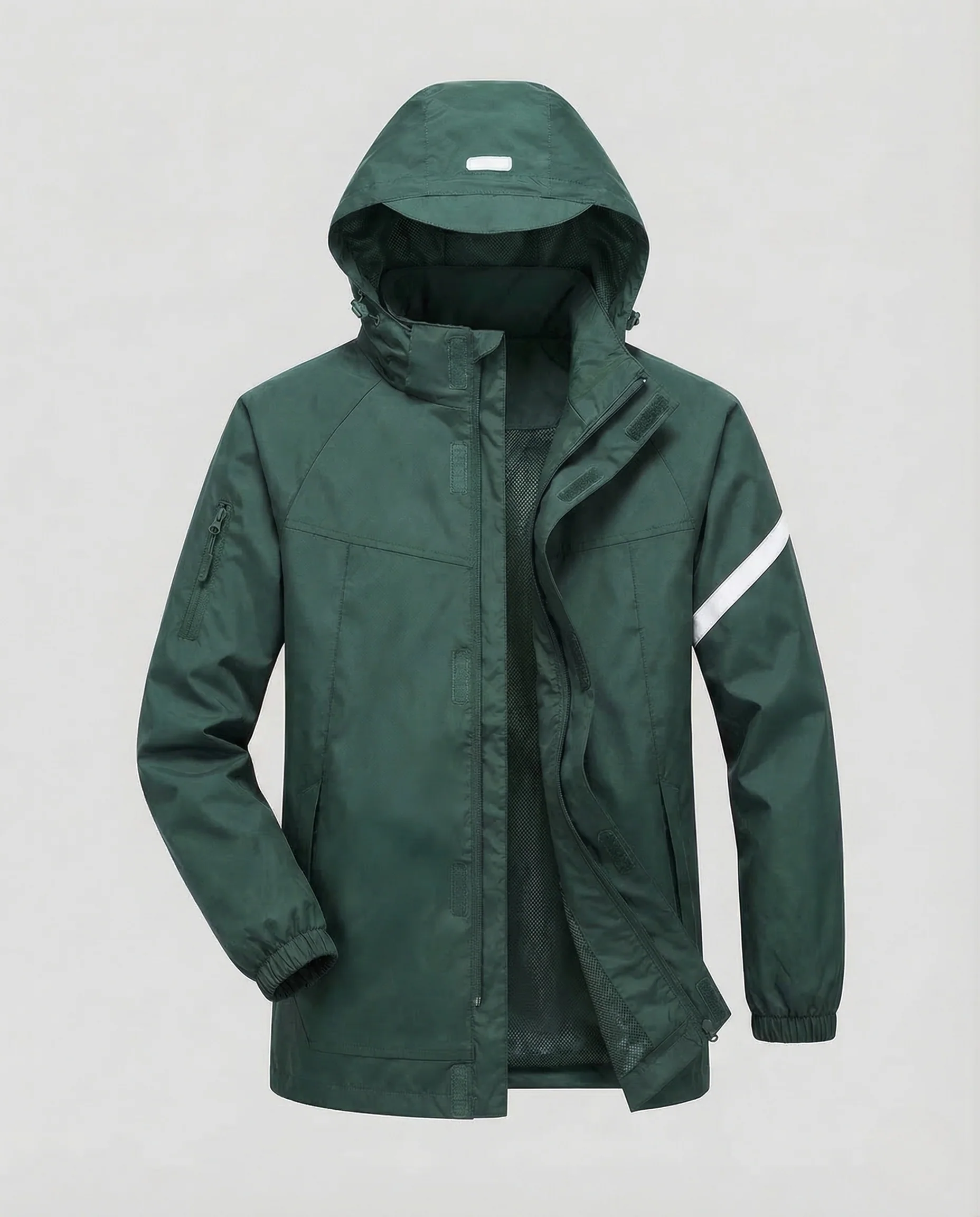 Unisex Regenjacke Wasserdicht Kapuze Reflektoren - Image 8