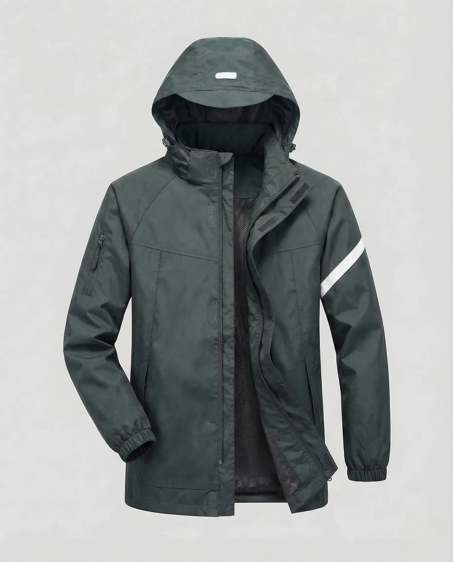 Unisex Regenjacke Wasserdicht Kapuze Reflektoren - Image 9