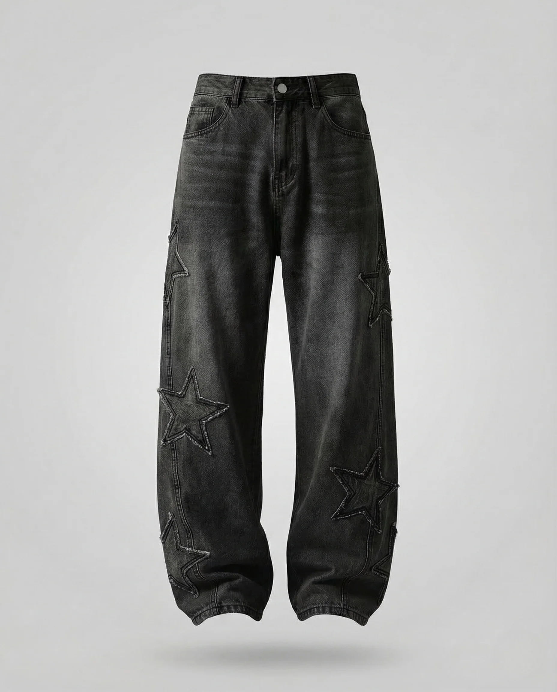 Unisex Jeans Weit Sternapplikation - Image 6