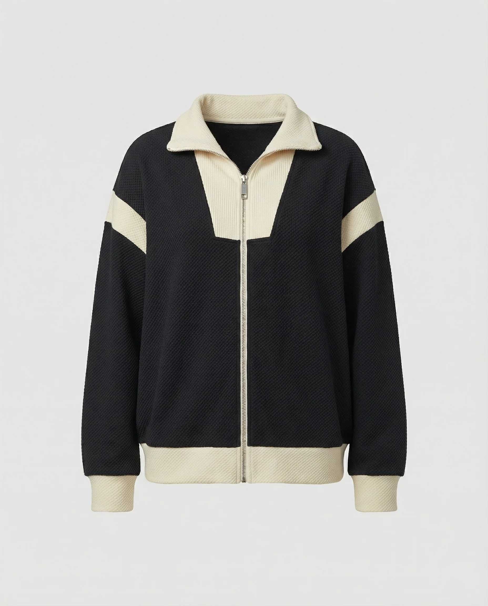 Weit geschnittene Strickjacke im Bomberstil mit strukturiertem Garn und Stehkragen Heidi-Mode - Image 3