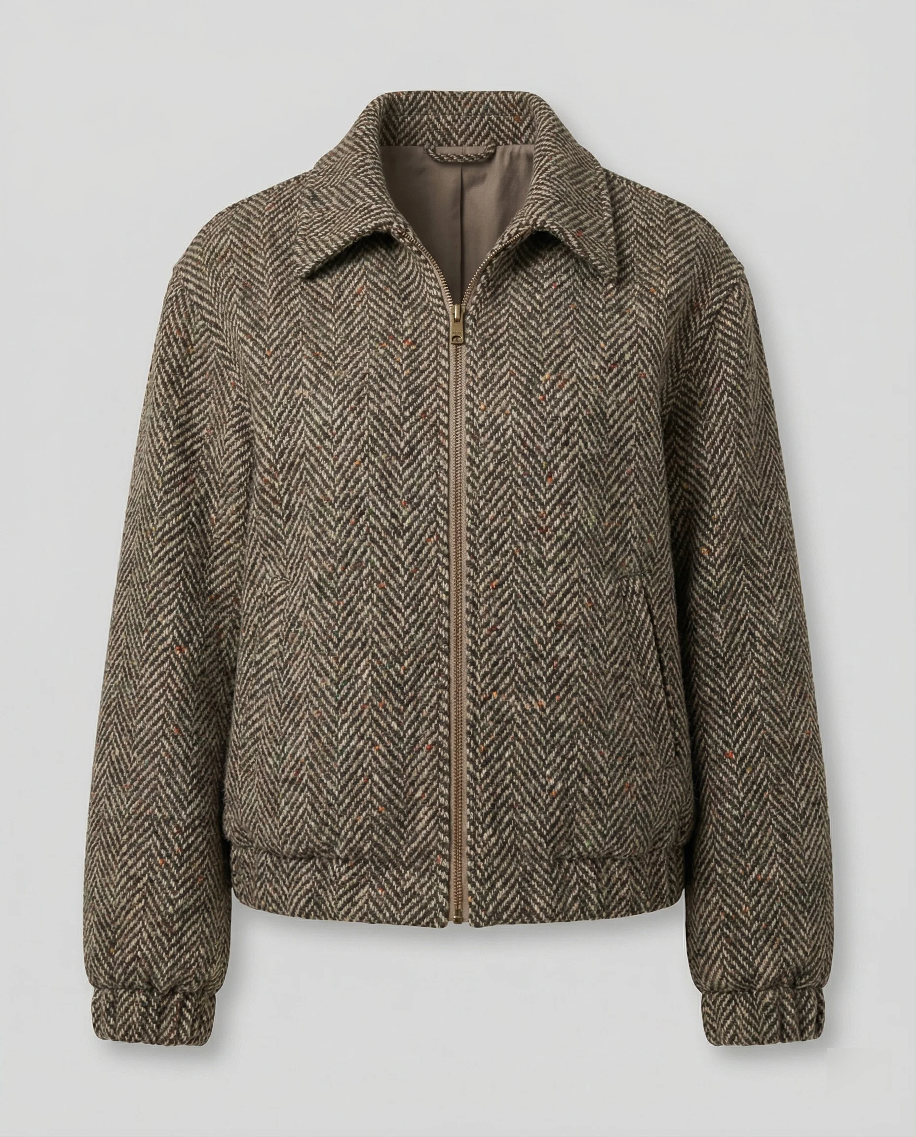 Weit geschnittener Wollblouson mit Fischgrätstruktur, Reißverschluss und elastischen Bündchen Heidi-Mode - Image 5