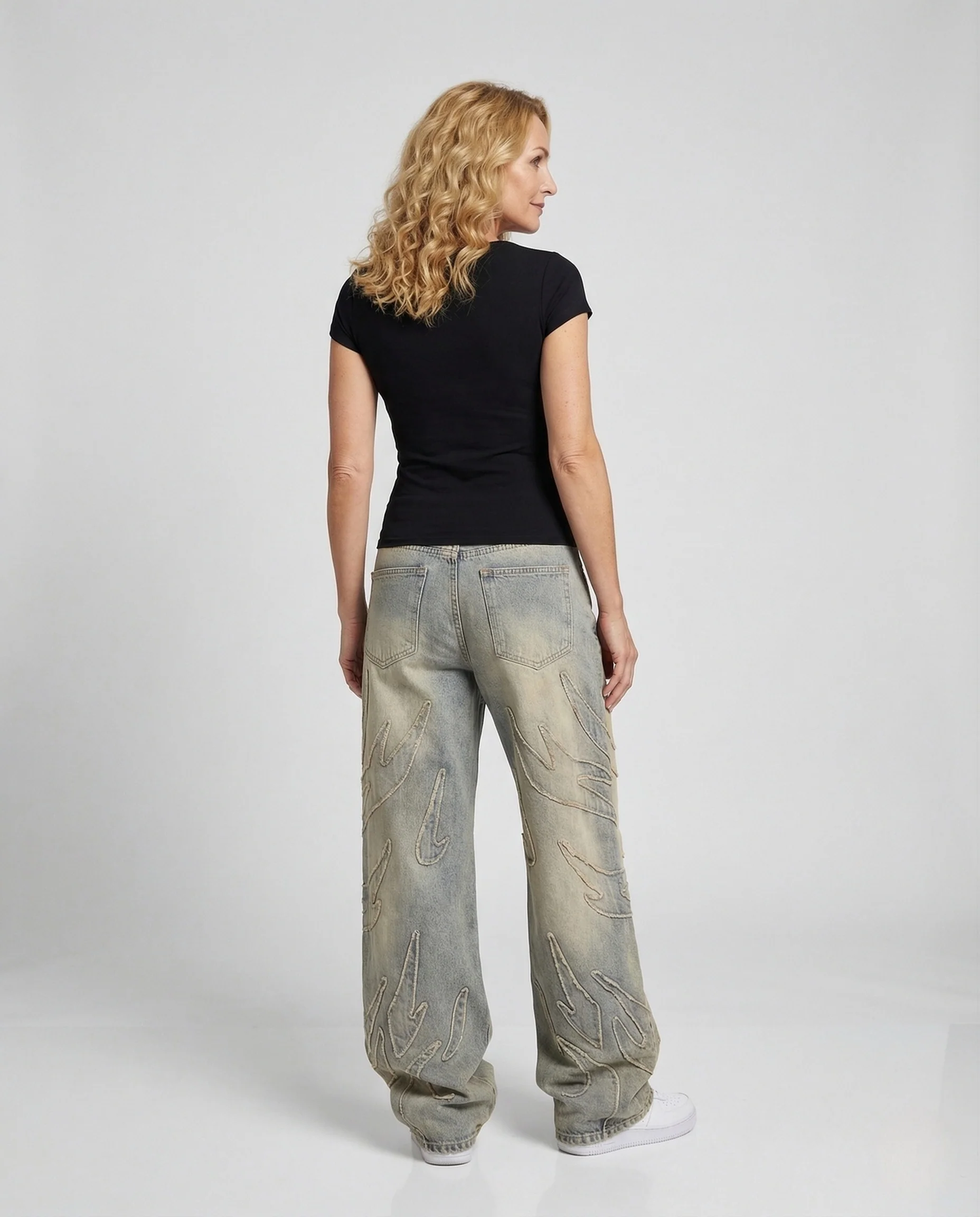 Unisex Destroy Jeans weit mit Cutouts und Fransen - Image 4