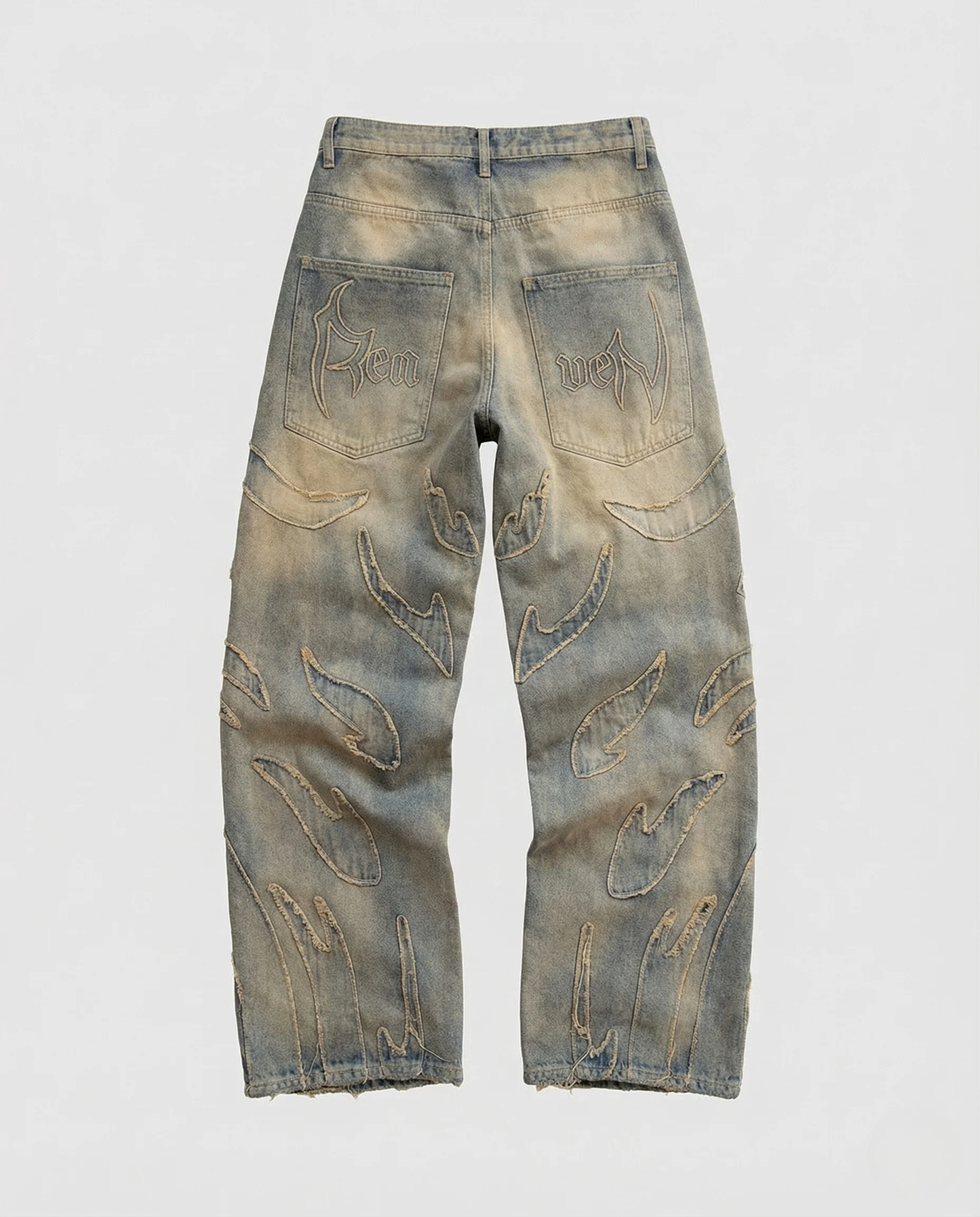 Unisex Destroy Jeans weit mit Cutouts und Fransen - Image 5