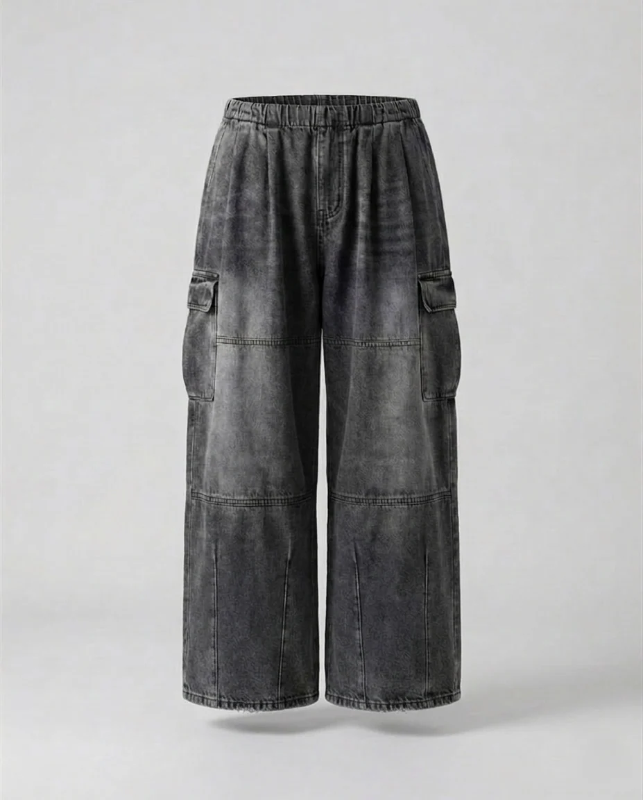 Unisex Jeans Cargohose Weit - Image 6