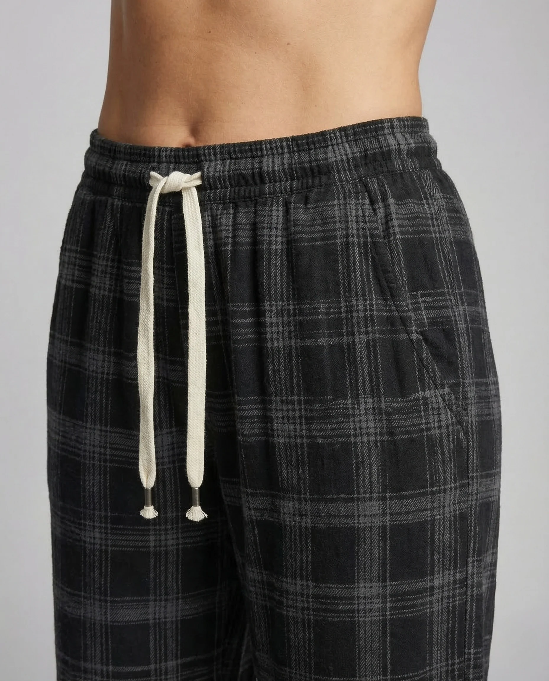 Unisex Freizeithose Kariert Oversize Tunnelzug - Image 3