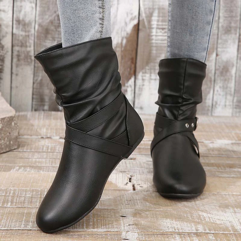 Vintage Flache Stiefel Heidi Mode - Image 2