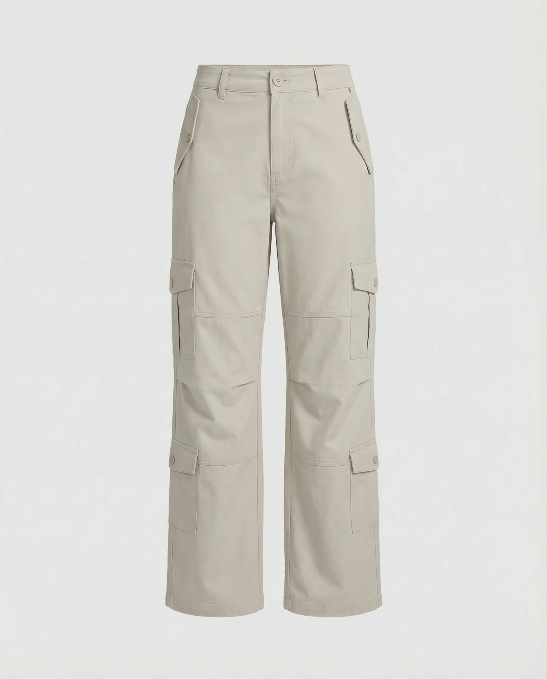 Weit geschnittene hochtaillierte Statement-Hose mit asymmetrischen Paneel-Falten und Zierdruckknöpfen Heidi-Mode - Image 4