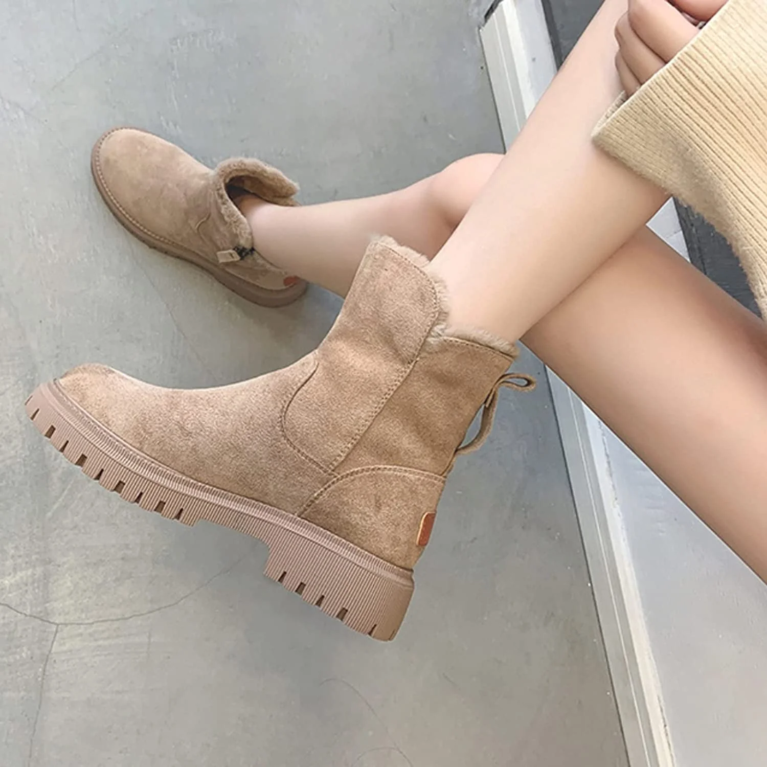 Winterstiefel - Warme, mit Fell gefütterte Stiefeletten aus Wildleder für Damen Heidi Mode - Image 3