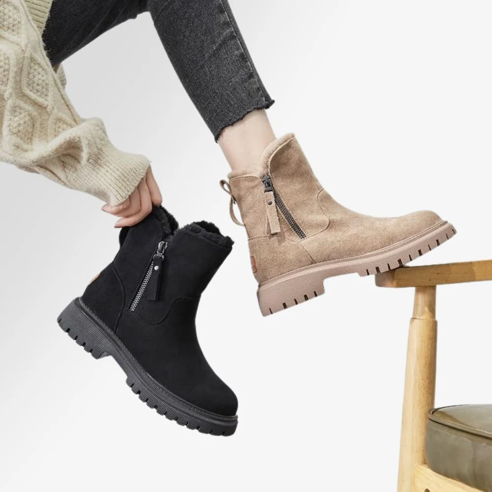 Winterstiefel - Warme, mit Fell gefütterte Stiefeletten aus Wildleder für Damen Heidi Mode - Image 4