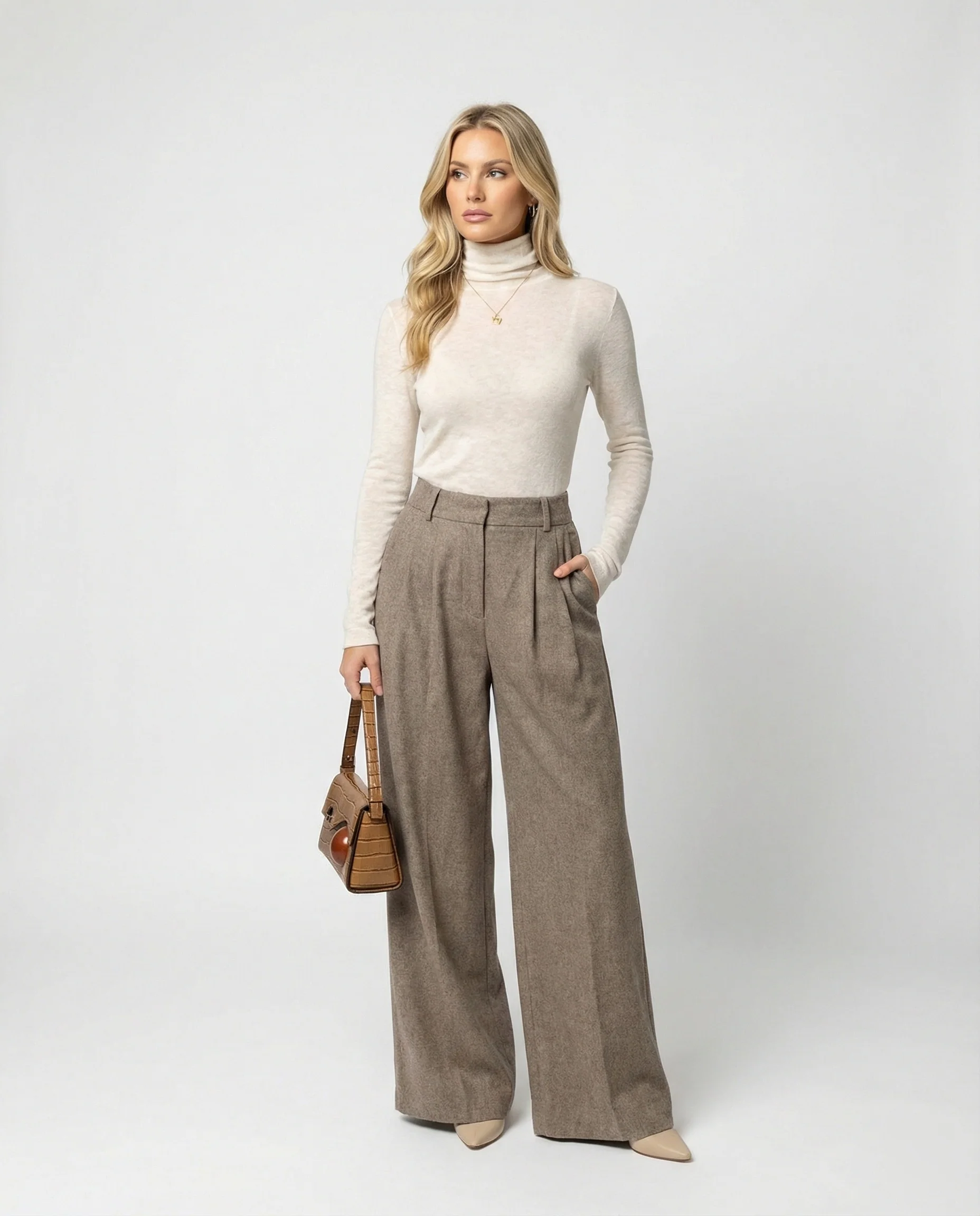 Youwei Damen Rollkragen Strickpullover aus Wolle für Herbst und Winter - Image 3